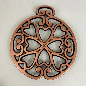 Pampered Chef 2007 Collectible Cast Iron Copper Tone Coated Heart Trivet Heart